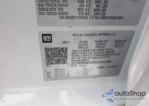 2025 GMC Sierra 1500 2Wd Short Box Pro из США, поврежденный, VIN 1GTPHAED6SZ101390